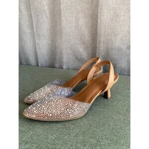 A New Day Rhinestone & Pearl Embellished Slingback Kitten Heels – Size 8.5
